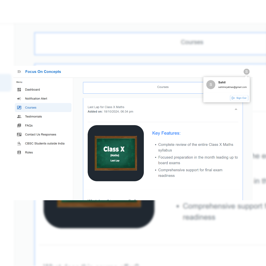 Focus on Concepts Admin preview